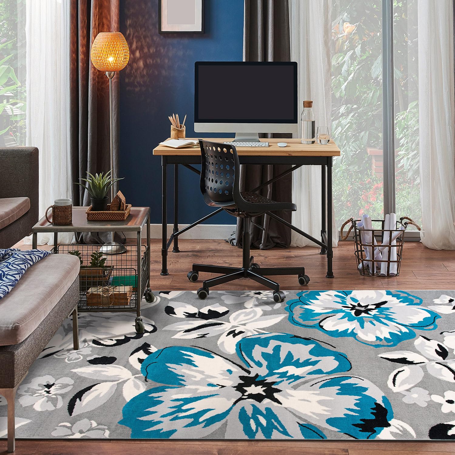 Modern Floral Design Non-Shedding Area Rug 6'6