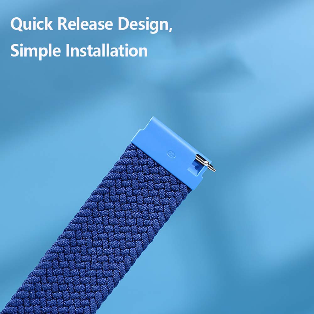 Braided Solo Loop Strap 22mm Compatible with Samsung Galaxy Watch 3 45mm/Galaxy Watch 46mm/Gear S3 Frontier/Classic & Huawei Watch GT/GT2 - Elastic Nylon Silicone Fabric Sports Band (Black) - Perfect for Running, Gym & Everyday Wear