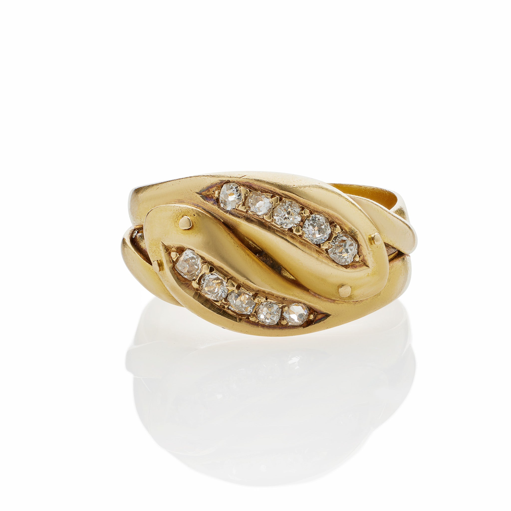 Elegant English Diamond Double Snake Ring - Sterling Silver Vintage Jewelry for Women - Perfect for Parties, Weddings & Special Occasions