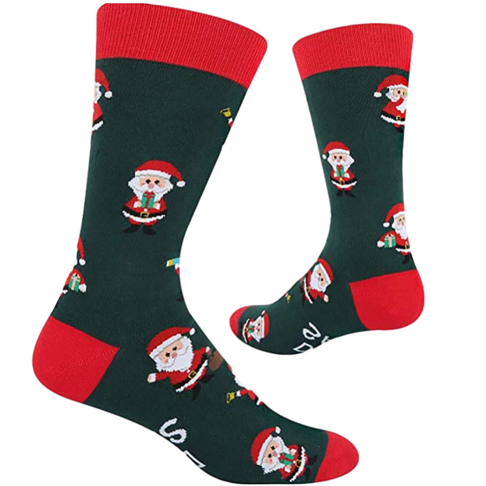 Women's Fashion Christmas Patchwork Cotton Socks - Red One Size - Cozy Holiday Socks for Winter, Gifts & Party Outfits