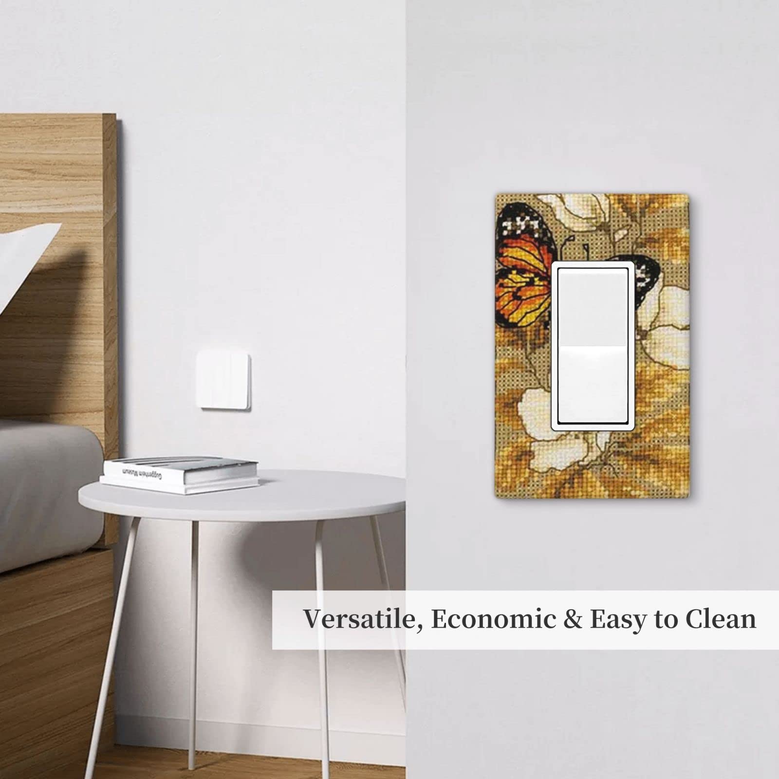 Yellow Butterfly Single Rocker Light Switch Cover - Decorative 1 Gang Wall Plate (4.5