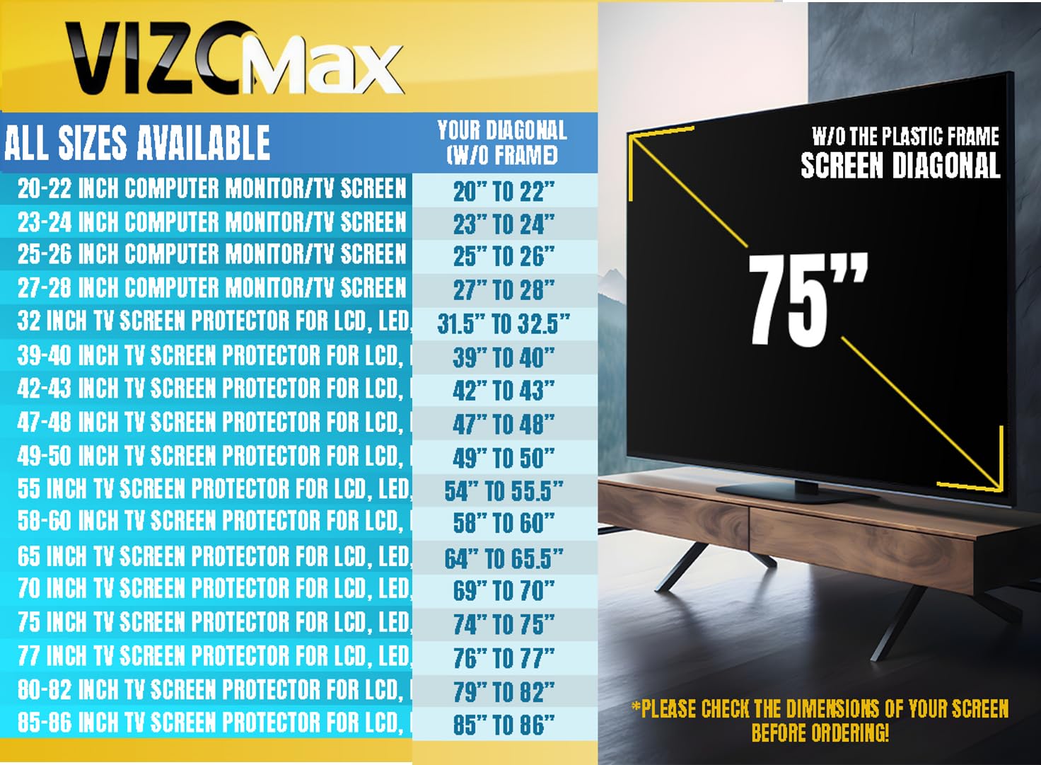 55 Inch TV Screen Protector for LCD, LED, OLED & QLED 4K HDTV - Anti-Glare, Anti-Scratch, Bubble-Free Installation - Perfect for Living Room, Bedroom & Home Theater Setup