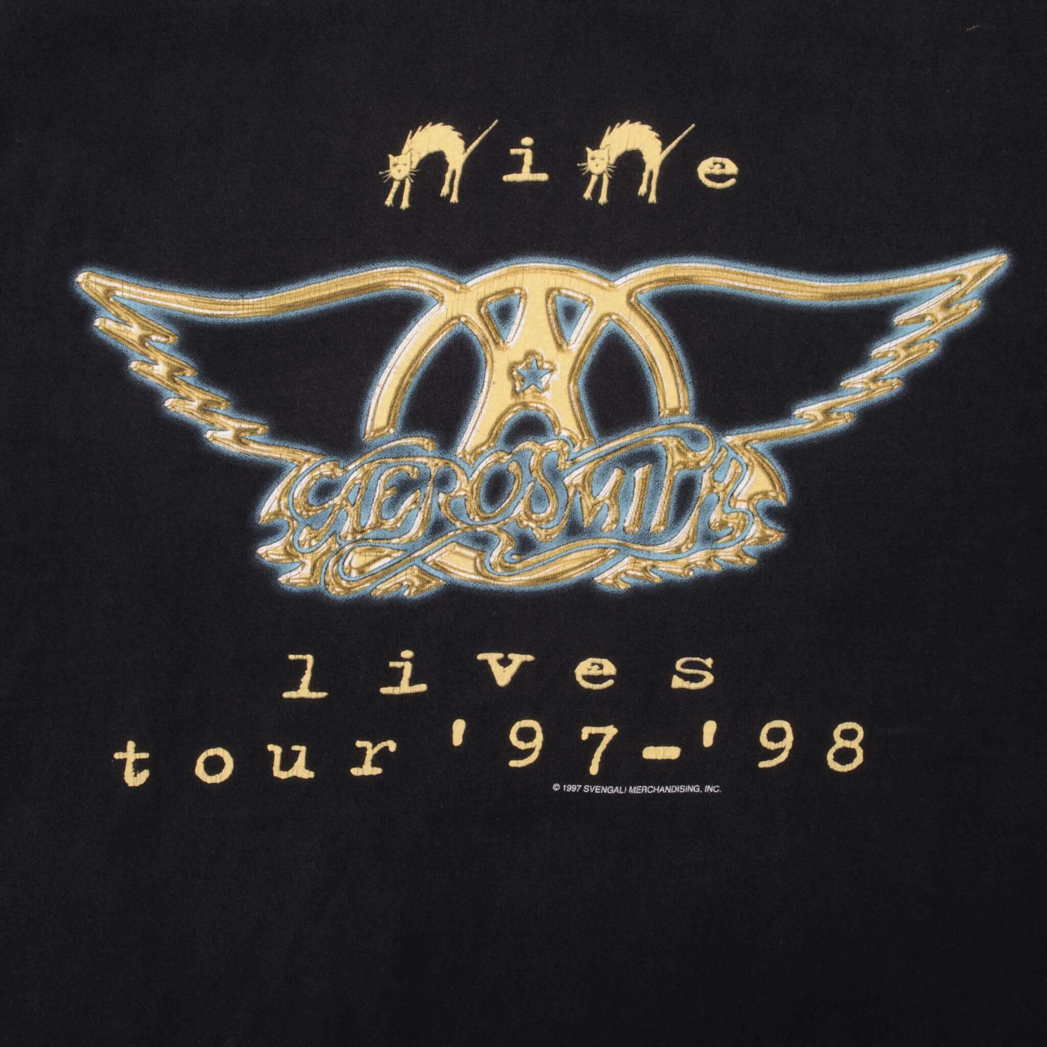 Vintage Aerosmith Nine Lives Tour 1997-1998 Band T-Shirt XL - Classic Rock Tee for Concerts & Music Fans