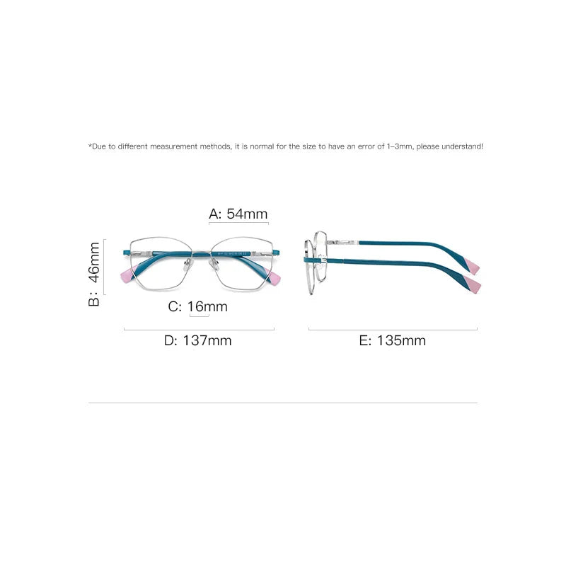 Brightzone Women's Full Rim Square Cat Eye Alloy Eyeglasses Frame 73011 - Stylish & Lightweight for Work, Reading & Fashion Accessories