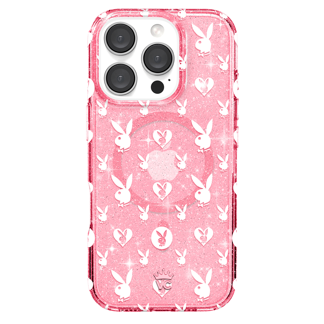 Playboy Pink Bunny Glitter iPhone Case - Cute & Stylish Phone Cover for iPhone 13/14/15 Pro Max - Perfect for Parties, Gifts & Everyday Fashion