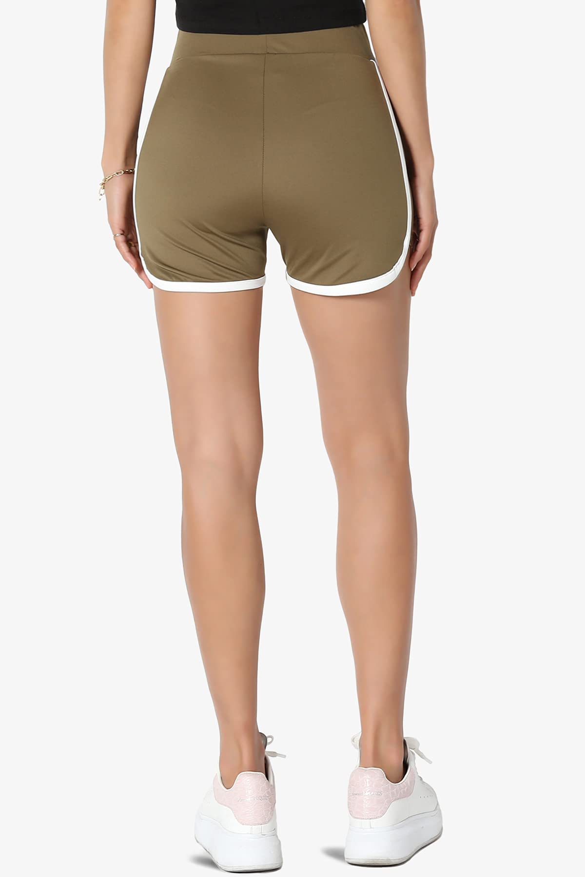 TheMogan Women's High Waisted Athletic Running Shorts - Quick Dry Workout Biker Shorts for Gym, Yoga & Outdoor Sports | Comfortable Stretchy Dolphin Hem Design