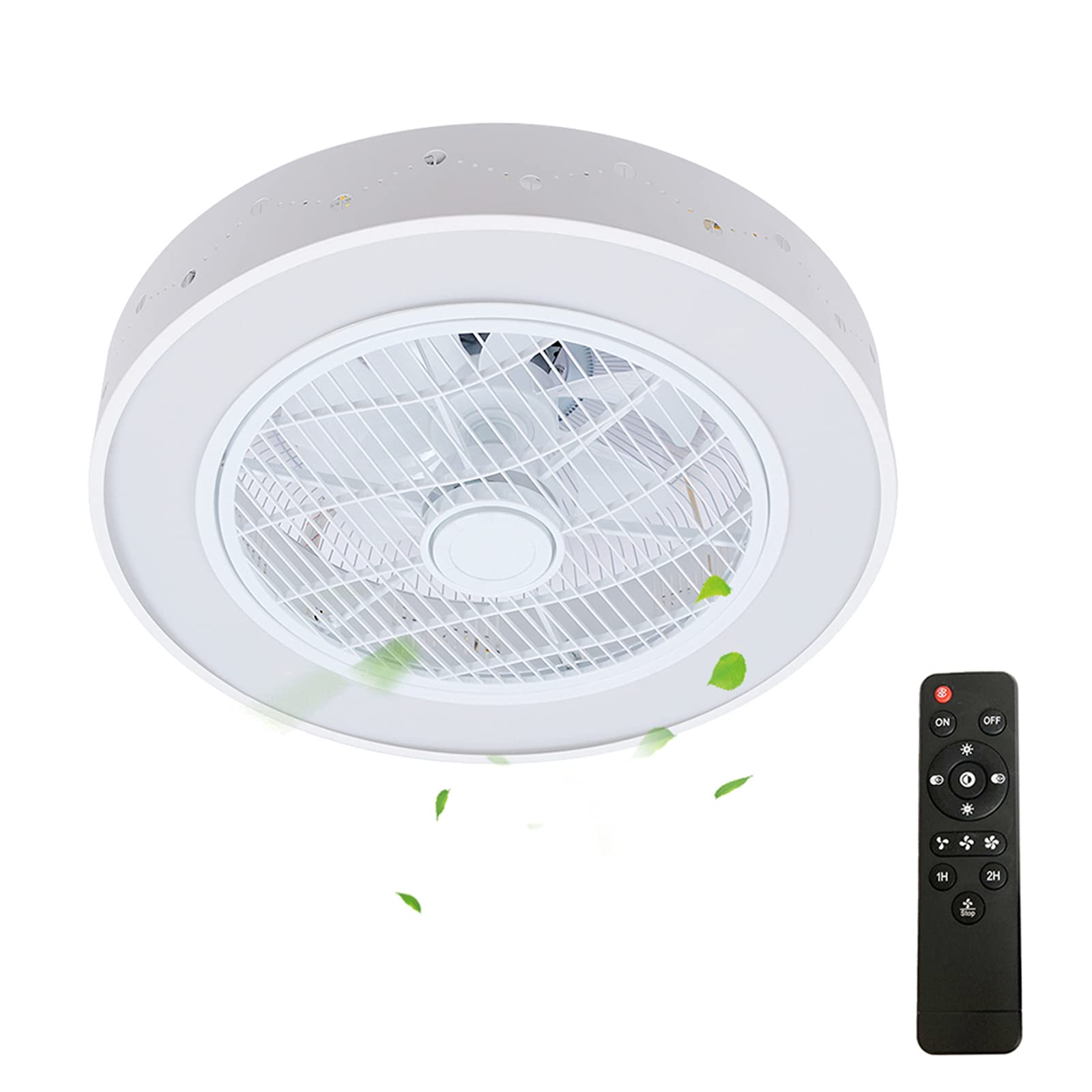 50CM Bladeless Ceiling Fan with LED Light - Color Changing Acrylic Semi-Flush Mount Fixture, Ultra Thin Constellation Design for Bedroom & Living Room Lighting | Energy Efficient & Modern Home Decor