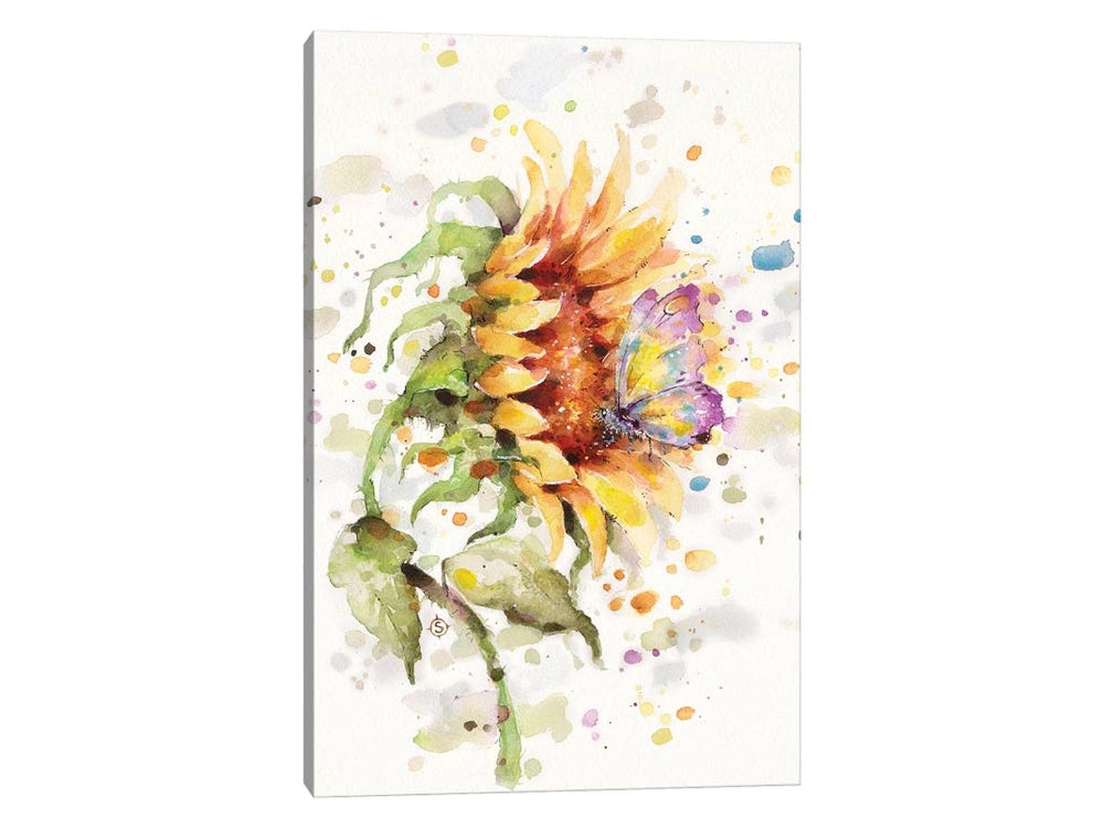 Sunflower Canvas Wall Art - Watercolor Flower Print for Kitchen & Bathroom Decor (24x36 Inches) - Perfect for Home & Office