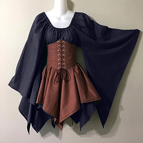 Dark Blue Renaissance Dress Women Fairy