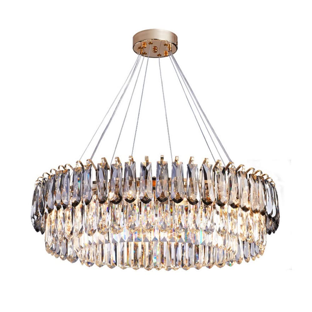 Modern Luxury Crystal Chandelier Pendant Light - 19.6 Inch Elegant Ceiling Fixture for Dining Room, Living Room, Bedroom & Villa | Dimmable LED Lighting for Romantic Dinners, Wedding Decor & Home Interior Design
