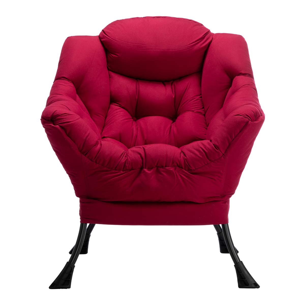 HollyHOME Modern Fabric Oversized Lazy Chair - Thick Padded Comfy Lounge Chair with Armrest, Steel Frame Accent Reading Chair for Living Room, Bedroom, Dorm (Burgundy) | Perfect for Relaxing, Reading & Napping