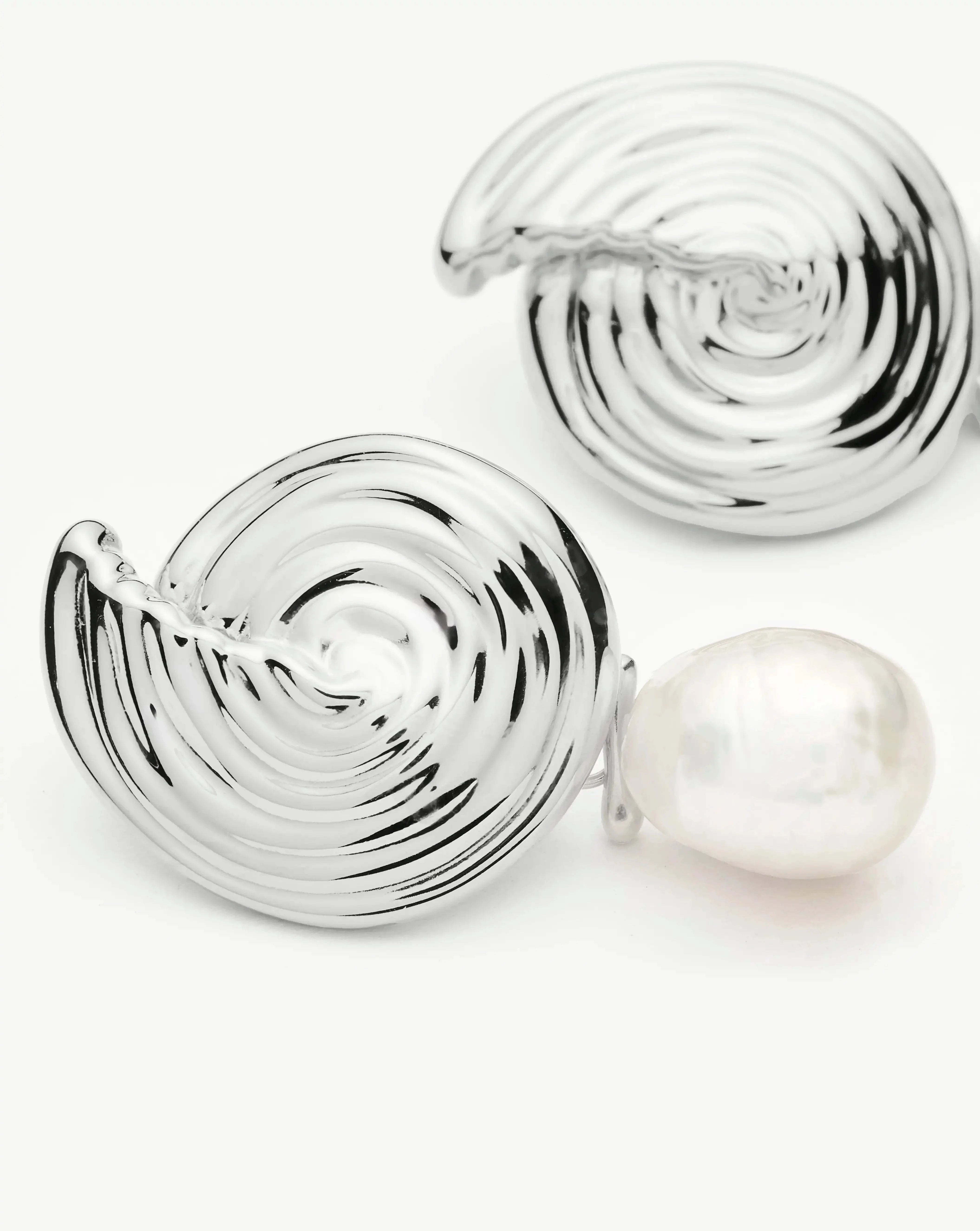 Elegant Spiral Detachable Pearl Drop Earrings for Women - Silver Plated Dangle Earrings | Perfect for Weddings, Parties & Special Occasions