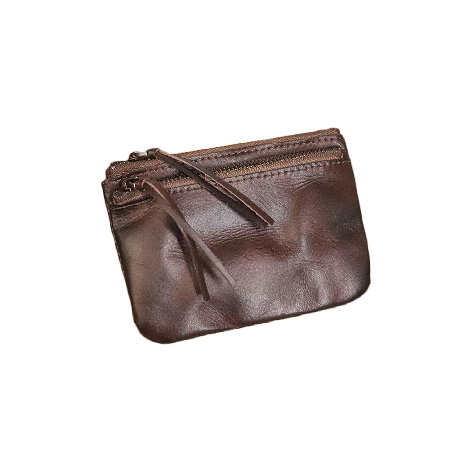 Genuine Leather Coin Pouch with Double Zipper - Women's Small Leather Wallet for Coins, Cash & Credit Cards (Coffee Brown) - Compact Travel Wallet & Daily Essentials Organizer | Perfect for Purse, Handbag, Gift, Shopping, Travel, Office & Everyday Use | Ideal for Organizing Loose Change, Cards, and Cash On-the-Go | Great for Travel, Shopping, Work & Daily Essentials | Use for Gym, Date Night, Business Trips & Airport Security
