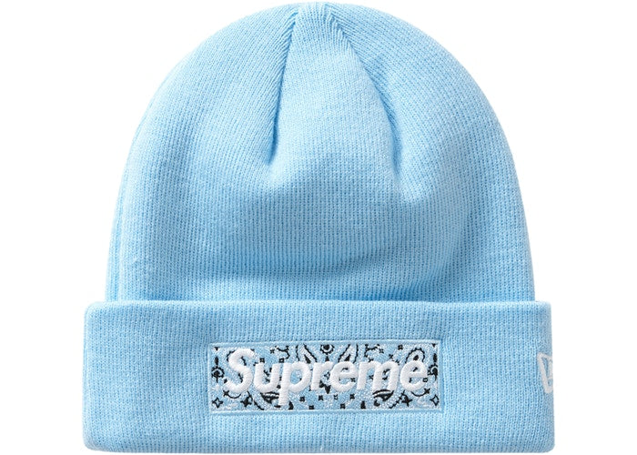 Supreme New Era Box Logo Beanie (FW19) Blue - Winter Warm Knit Hat for Men & Women - Perfect for Skiing, Snowboarding & Cold Weather Fashion