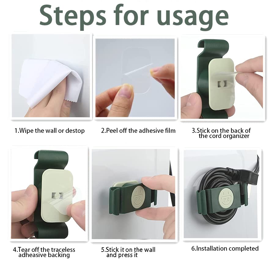 Rotatable Cord Organizer for Kitchen Appliances - 4 Pack Green Cable Wrapper & Holder - Perfect for Blenders, Mixers, Coffee Makers & Small Electronics Storage