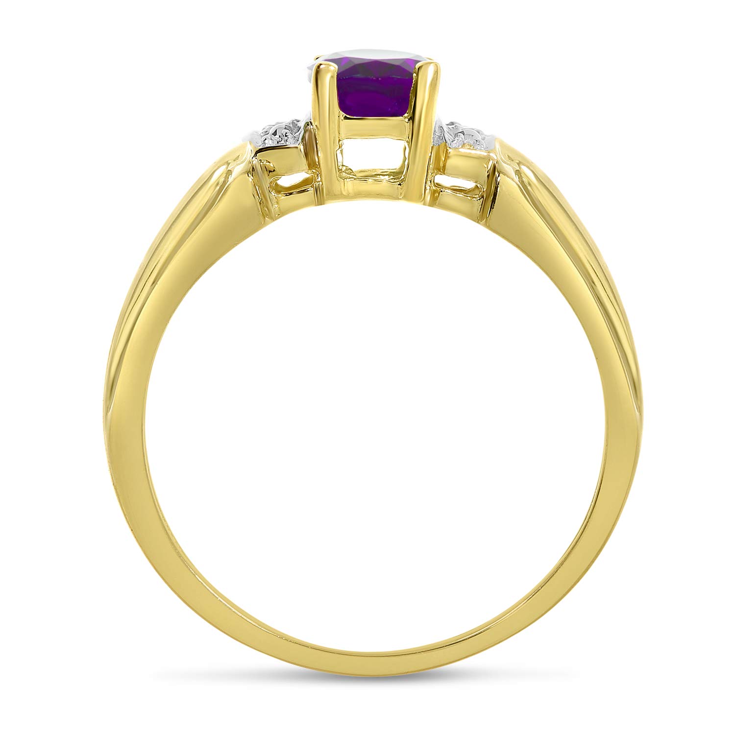 14K Yellow Gold Oval Amethyst and Diamond Ring for Women - Elegant Purple Gemstone Engagement, Wedding, Anniversary Jewelry Gift