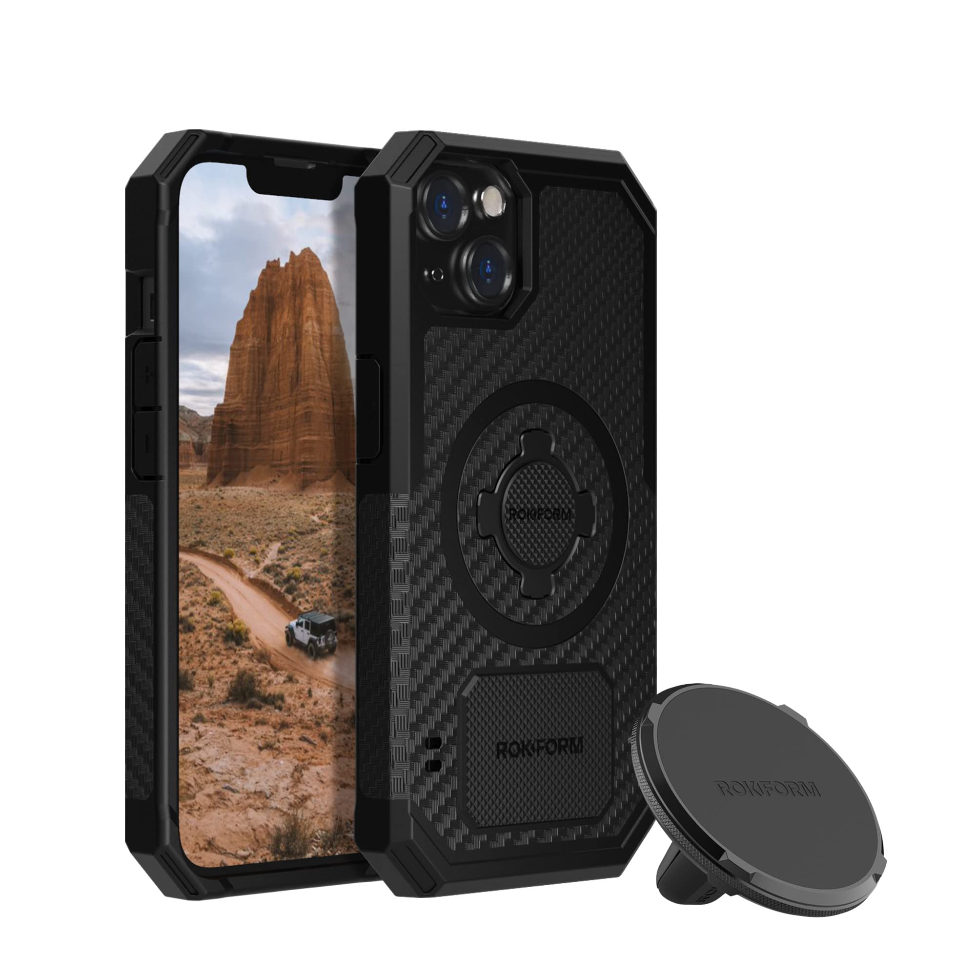 Rokform Rugged Case for iPhone 13 with Super Grip Dual Magnet Car Mount - Durable Protection & Secure Vent Mounting for Car, Truck, or Van | Perfect for Commuting, Road Trips, and Outdoor Adventures