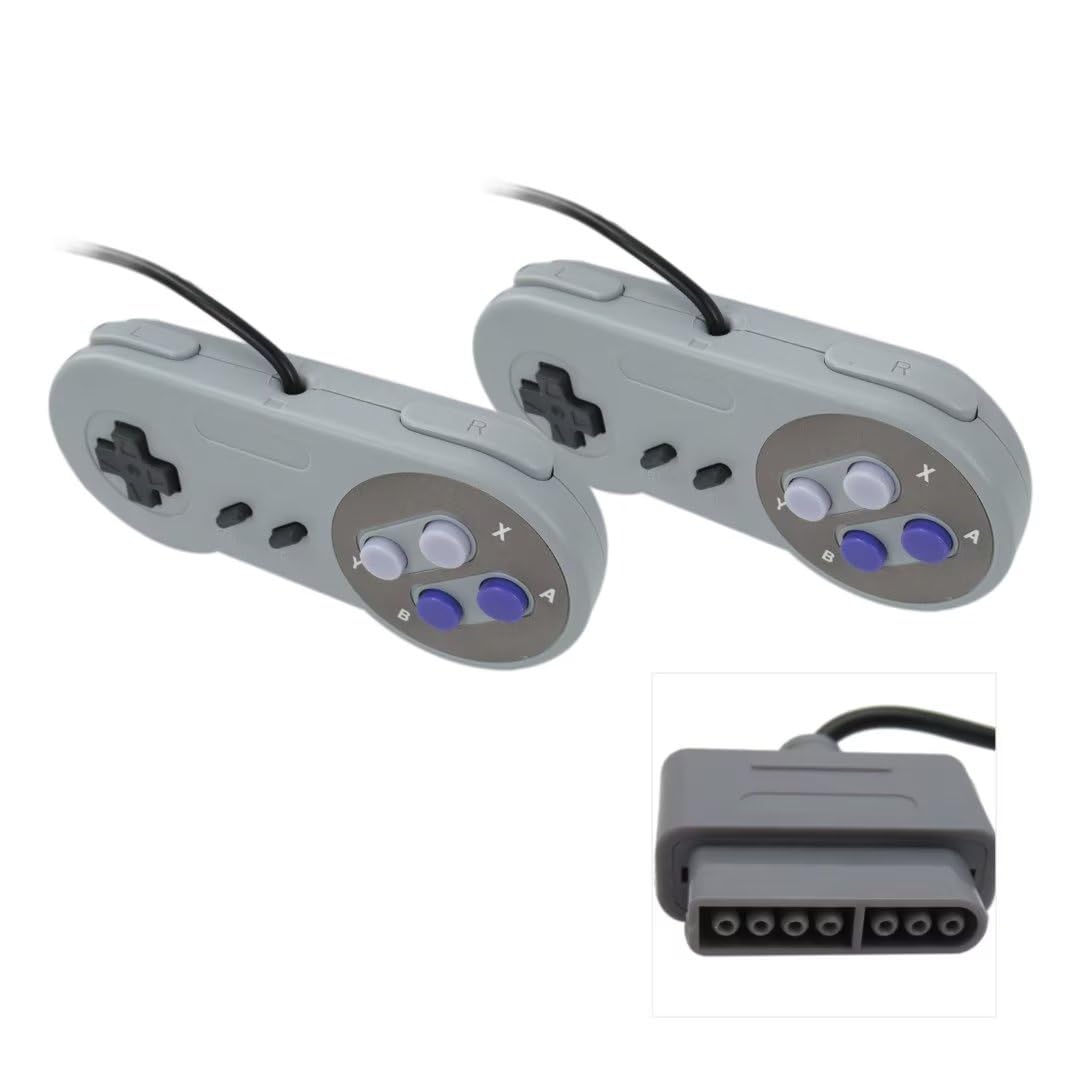 2 Pack Replacement Wireless Game Controller for Nintendo SNES Console - 6FT SNS-005 - Compatible with Super Nintendo Entertainment System (Perfect for Retro Gaming & Multiplayer Sessions)