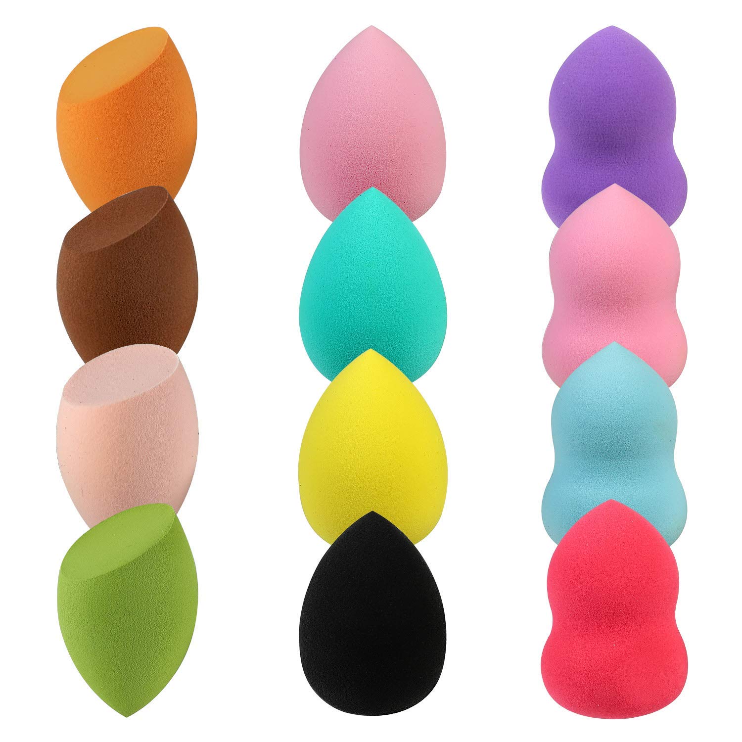 Professional Dry & Wet Makeup Sponge Set - 12 Pcs Beauty Blender for Liquid, Cream & Powder Foundation | Multi-Colored Cosmetic Sponges for Flawless Blending | Perfect for Everyday Makeup, Travel & Professional Use