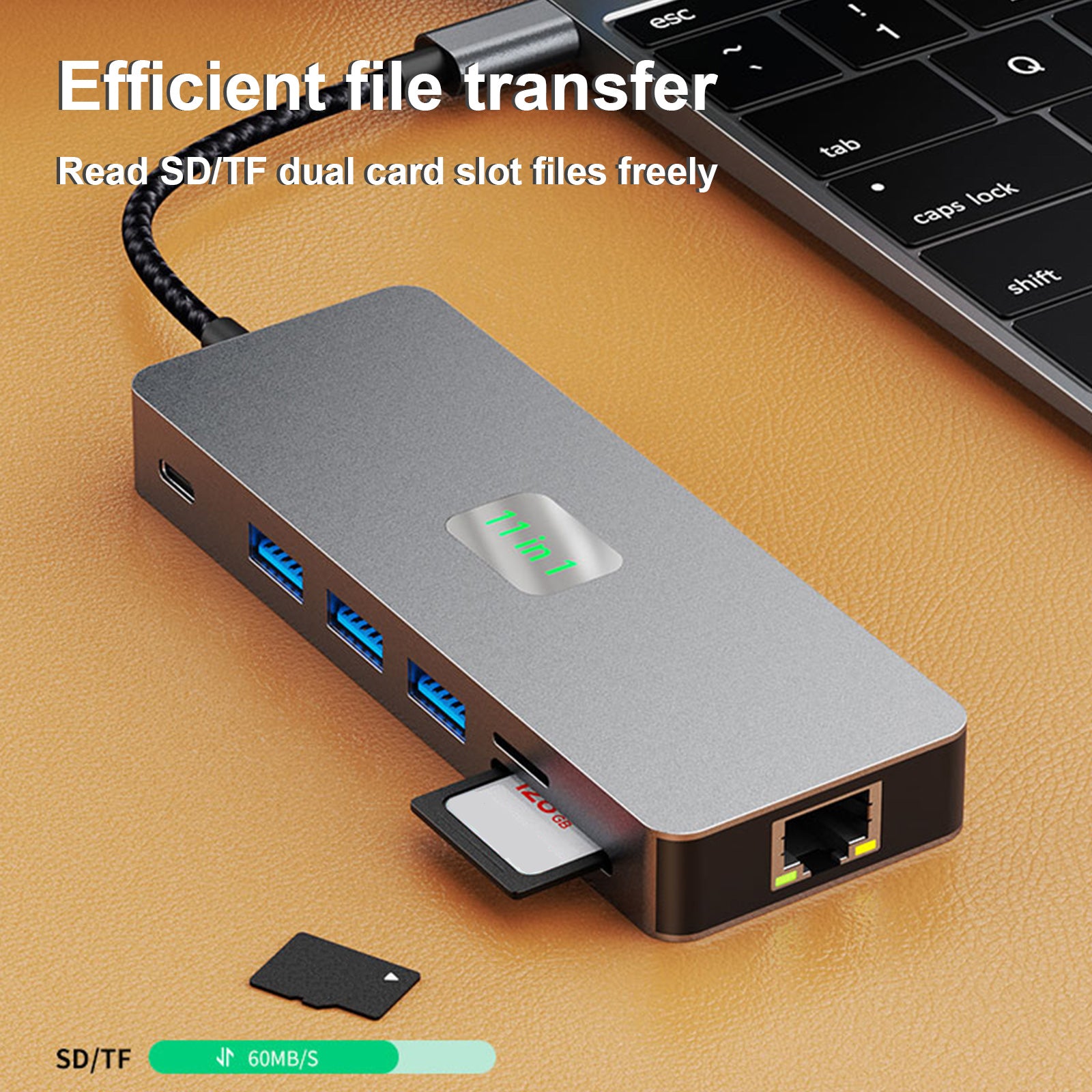11-in-1 USB C Hub with Gigabit Ethernet, 4K HDMI, VGA, USB 3.0, 100W PD, SD/TF Card Reader & Audio Jack - Perfect for MacBook Pro/Air, iPad Pro & Windows Laptops - Ideal for Home Office, Gaming & Video Conferencing