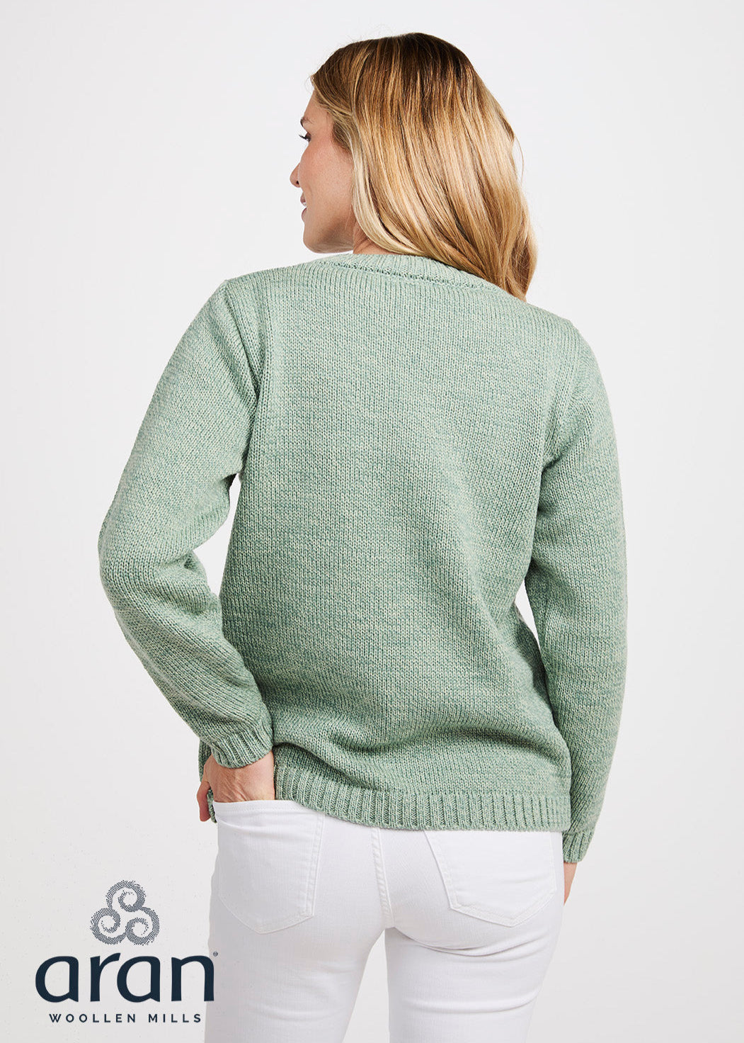 Aoife Merino Wool Crewneck Sweater for Women - Soft & Warm Mint Green Pullover | Perfect for Fall & Winter Outfits, Office Wear & Casual Weekends