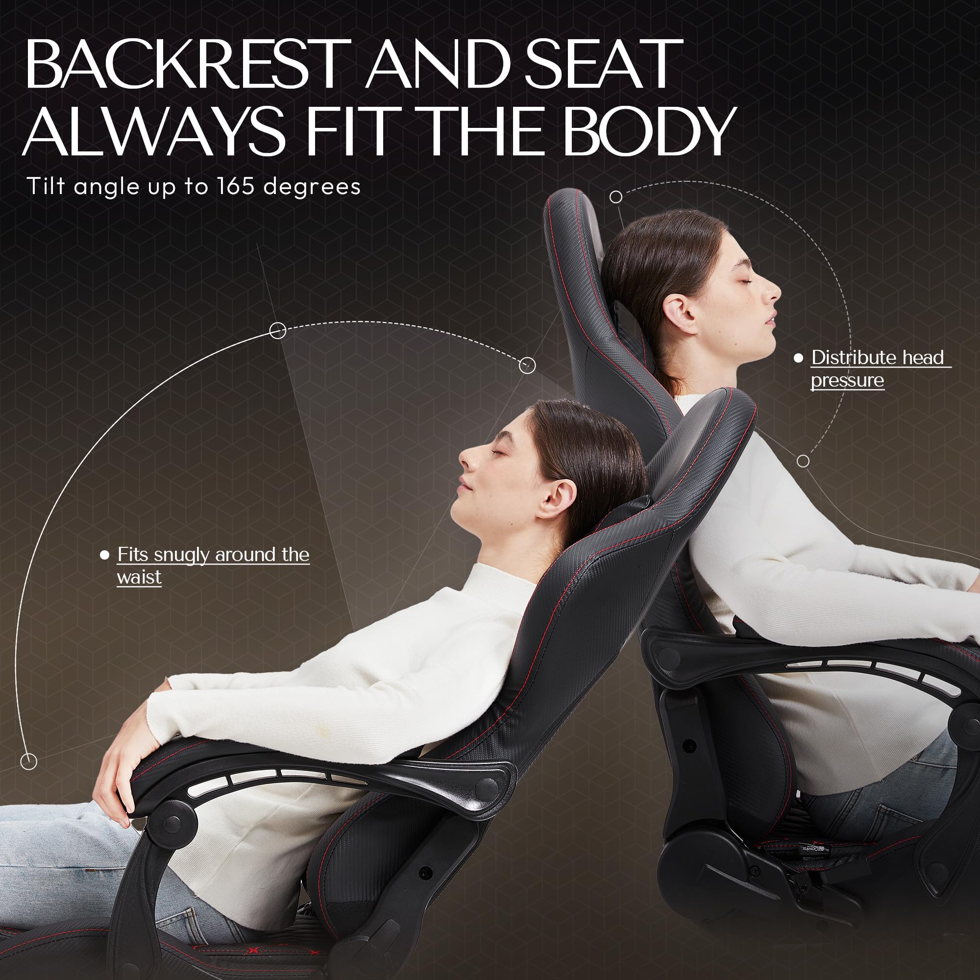 Dowinx Ergonomic Gaming Chair - High Back Racing Style Office Chair with Adjustable Lumbar Support & Footrest, PU Leather Computer Desk Chair for PC Gaming & Home Office (Black) - Perfect for Esports, Streaming & Long Work Sessions