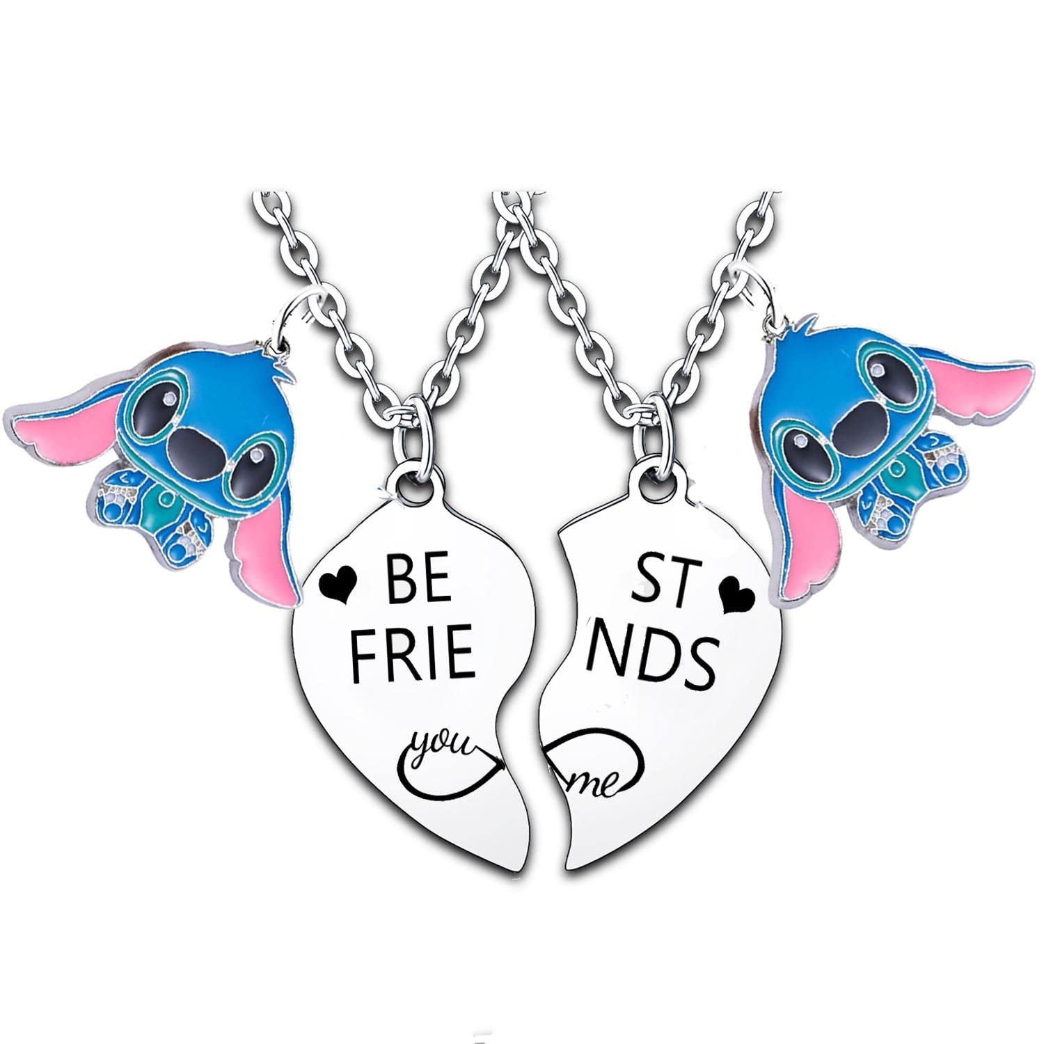 2PCS Best Friend Necklaces for Women - Cute Stitch Matching Necklace Set for Christmas, Birthday, Graduation Gifts | Friendship Jewelry for Couples, Sisters, BFFs | Perfect for Everyday Wear, Special Occasions & Gift Giving