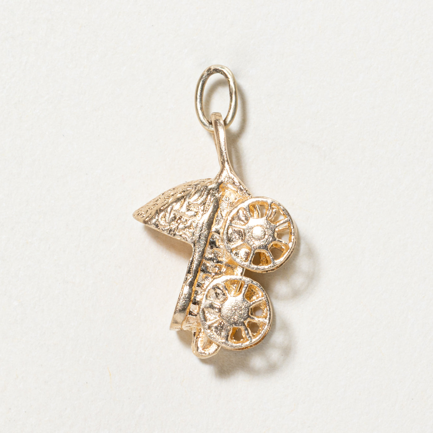 10K Yellow Gold Baby Stroller Charm - Elegant Keepsake for Newborns & Parents | Perfect for Baby Showers, Christenings & Memory Jewelry Collections
