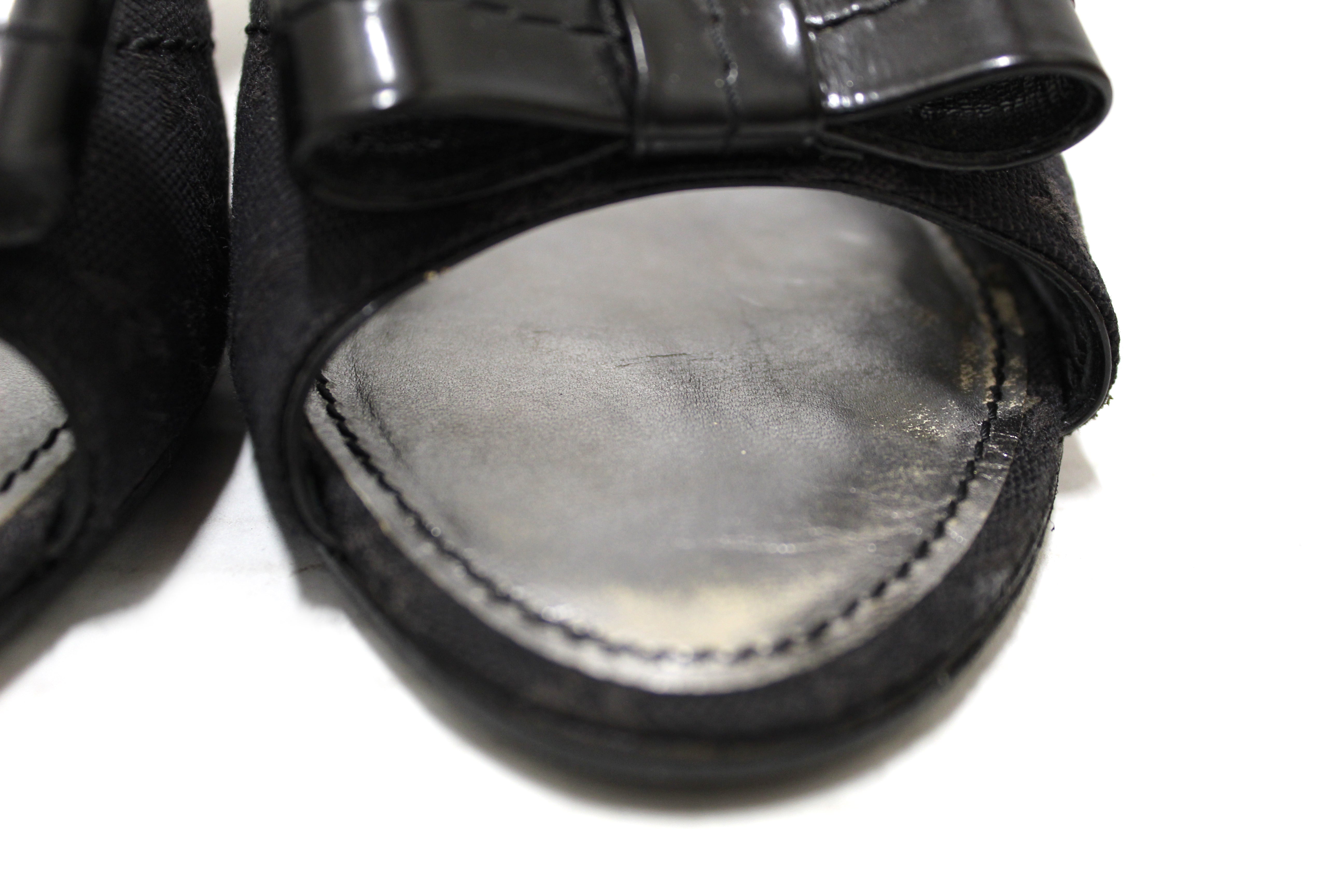 Authentic Louis Vuitton Black Monogram Denim Sandals Women Size 38 - Luxury Designer Summer Slides for Beach, Pool & Casual Outings