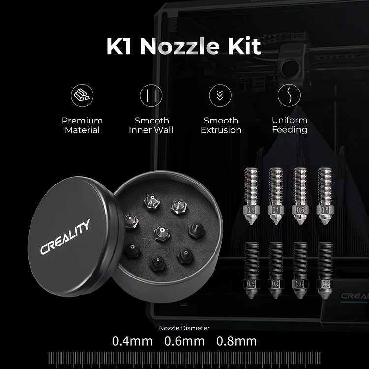 Creality K1 3D Printer Nozzle Kit - High Precision Brass Nozzles for Fast Printing - Perfect for DIY Projects, Prototyping & Home Use