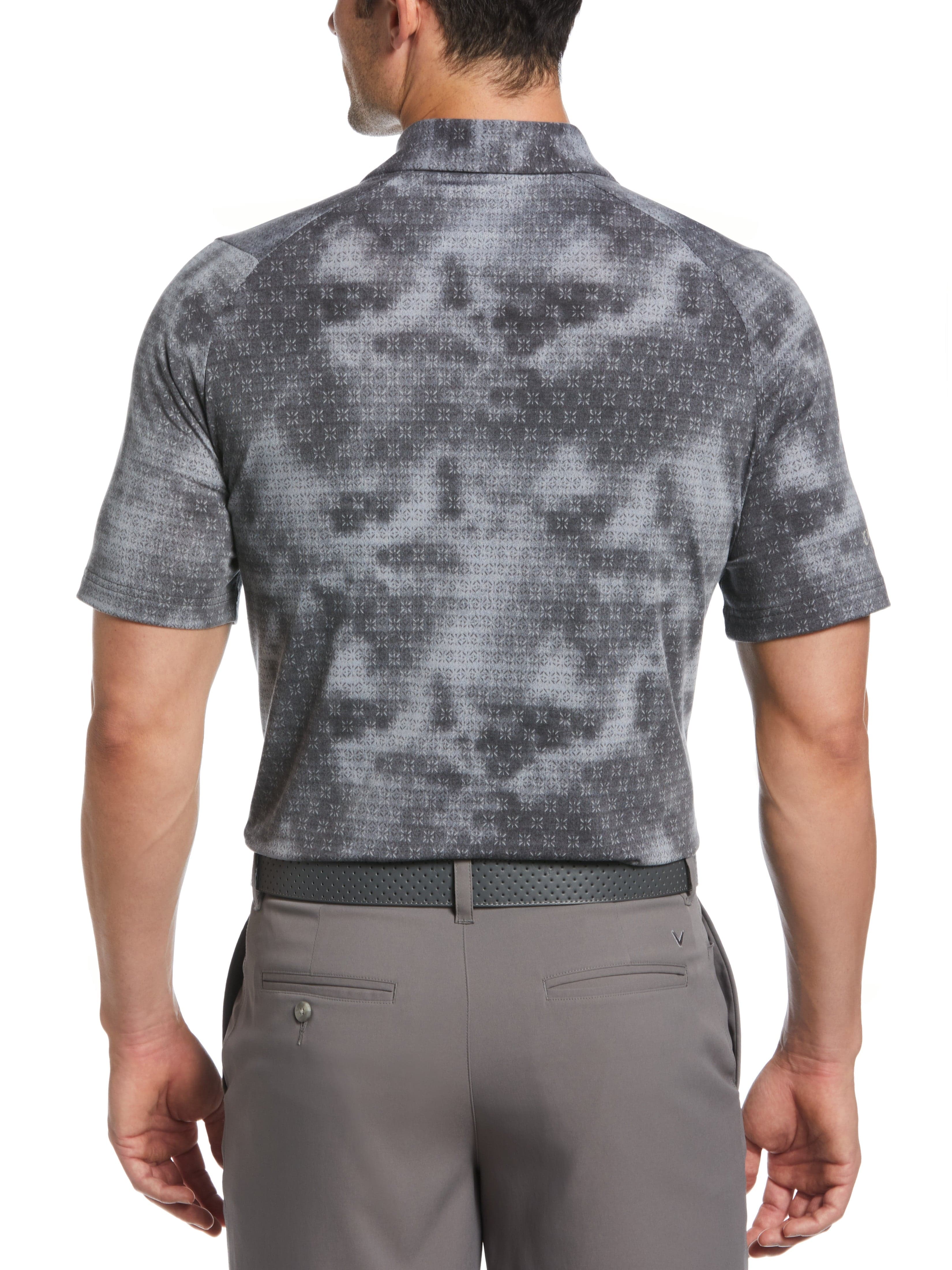 Men's Tie Dye Foulard Print Golf Polo Shirt - Breathable Moisture-Wicking Performance Fabric for Golf, Casual Wear & Outdoor Activities
