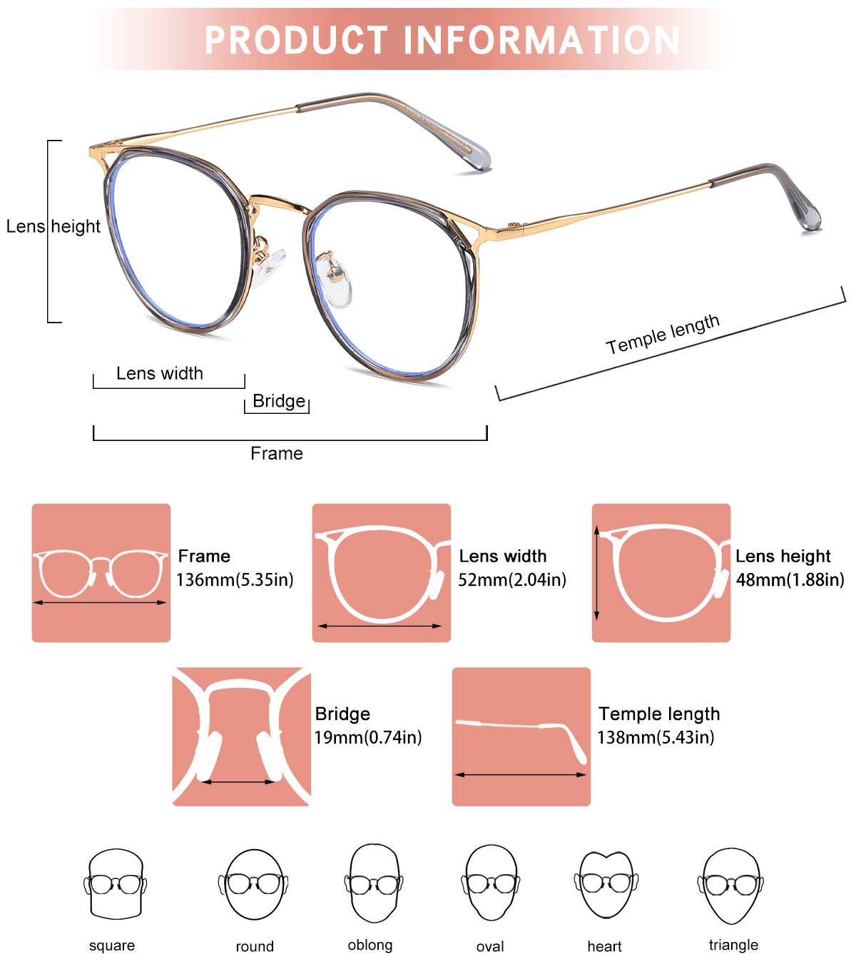 DUCO Blue Light Blocking Glasses - Retro Round Computer Eyewear for Women & Men | Screen Time & Gaming