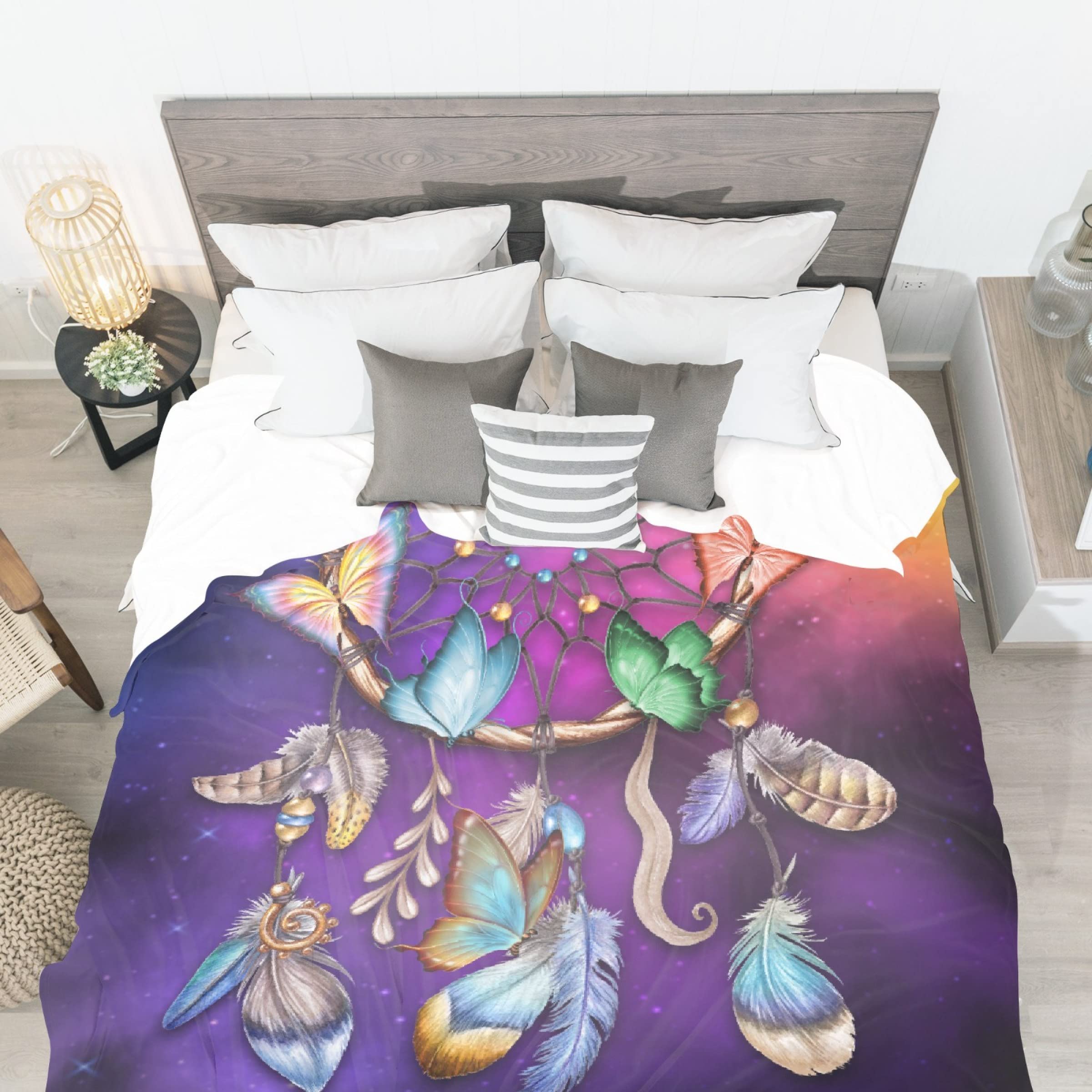 Butterfly Wind Chime Pattern Throw Blanket - Soft, Warm & Lightweight Quilt for Sofa, Bed, Travel - Perfect Gift for Men, Women & Kids - 90x120 Inches - Ideal for Family Gatherings, Picnics & Cozy Nights