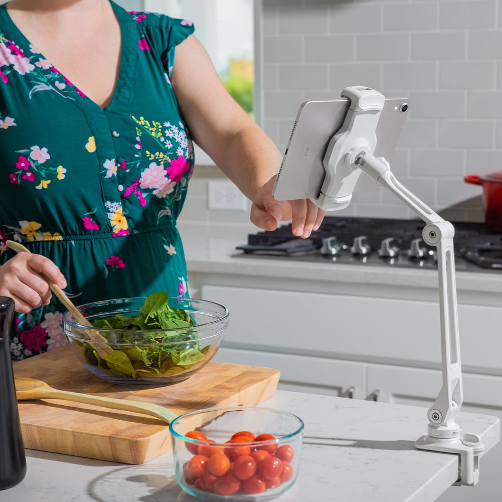 Twelve South HoverBar Duo 2nd Gen - Adjustable Tablet Stand for iPad Pro/Air/Mini, iPhone - Perfect for Home Office, Kitchen, Bedroom & Desk Use