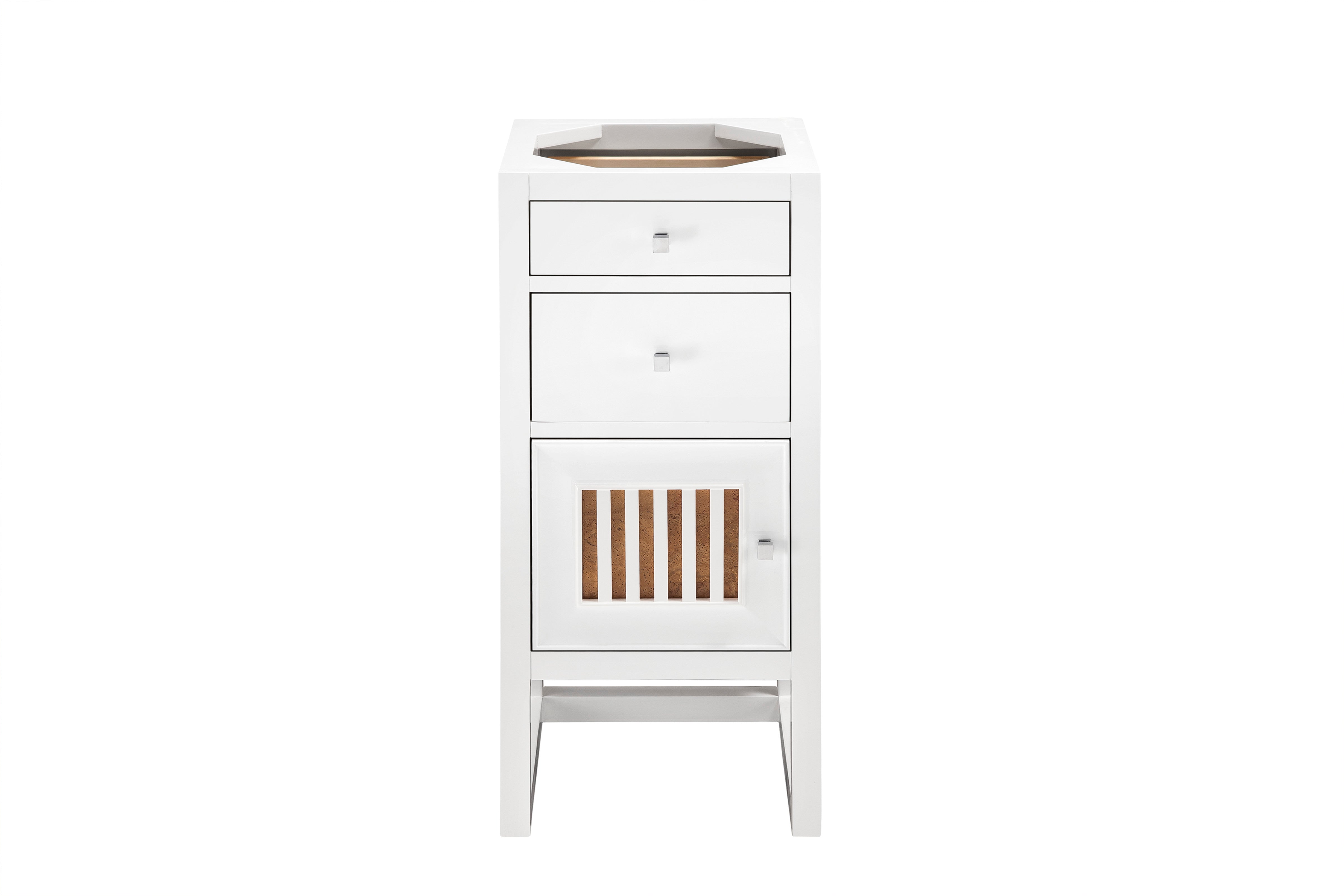 Athens 15-Inch Glossy White Storage Cabinet with Drawers & Door - Perfect for Bedroom, Bathroom, or Office Organization