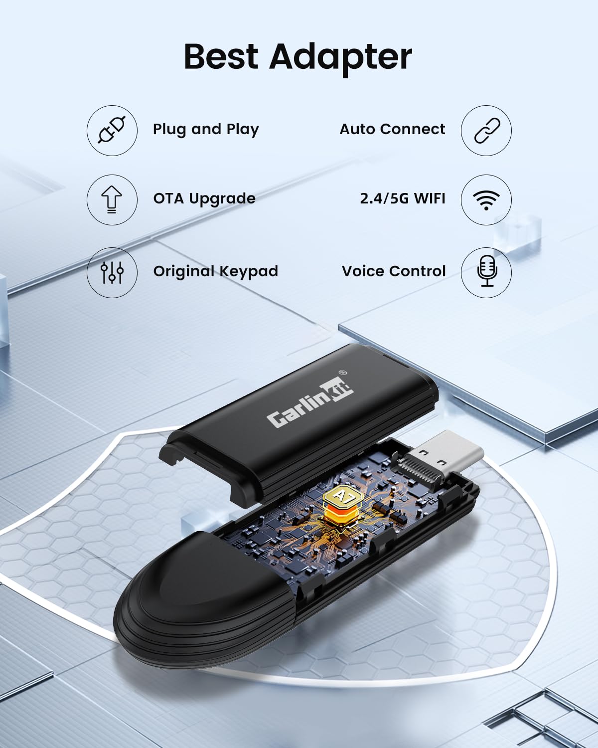 CarlinKit Mini SE Wireless CarPlay Adapter - Convert OEM Wired CarPlay to Wireless for iPhone iOS 10 & Above | Fast Connection, Zero Latency | Perfect for Commuting, Road Trips & Daily Driving