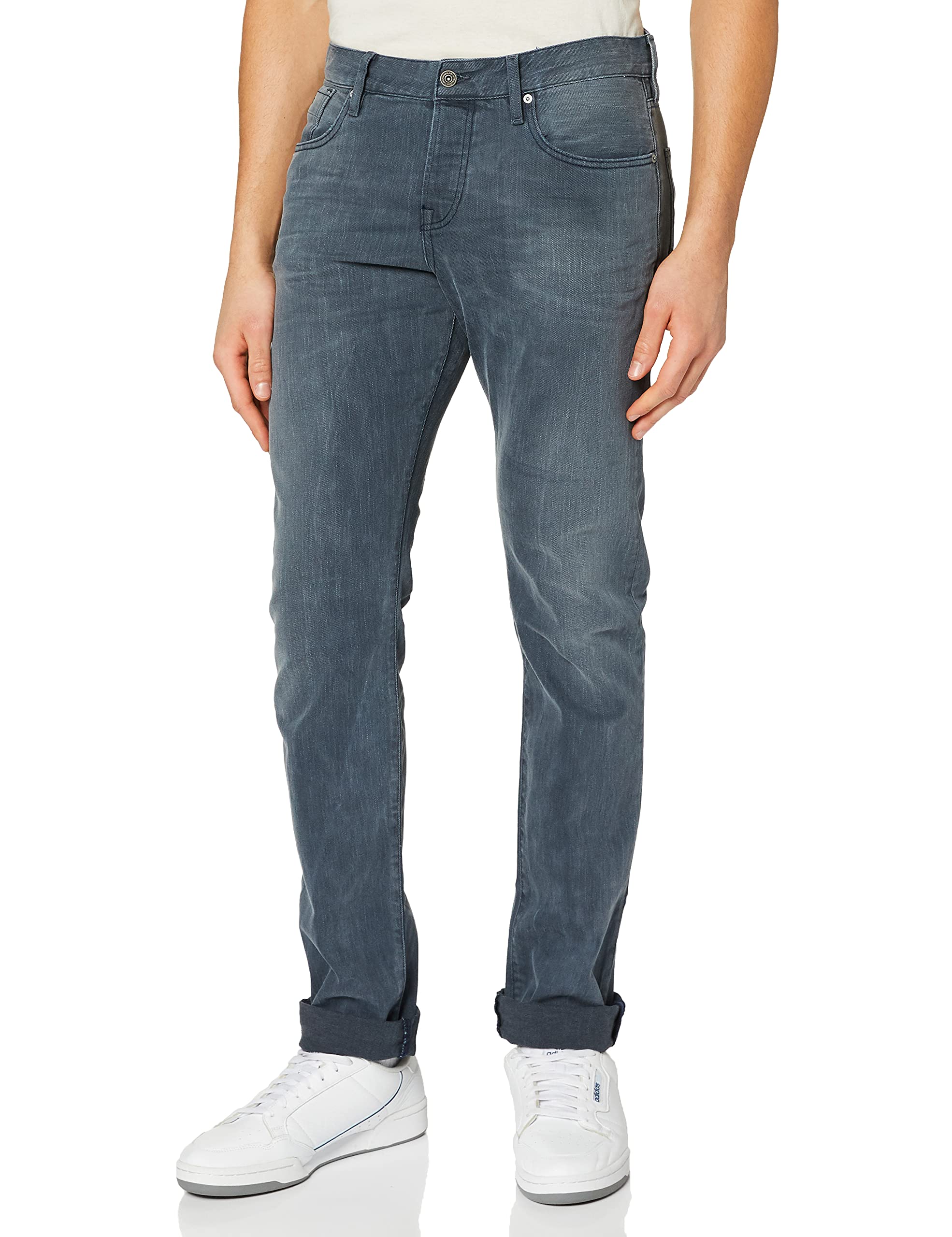 Scotch & Soda Slim Fit Grey Denim Jeans for Men | Classic Regular Fit Stretch Comfort | Perfect for Casual Wear, Office & Night Out