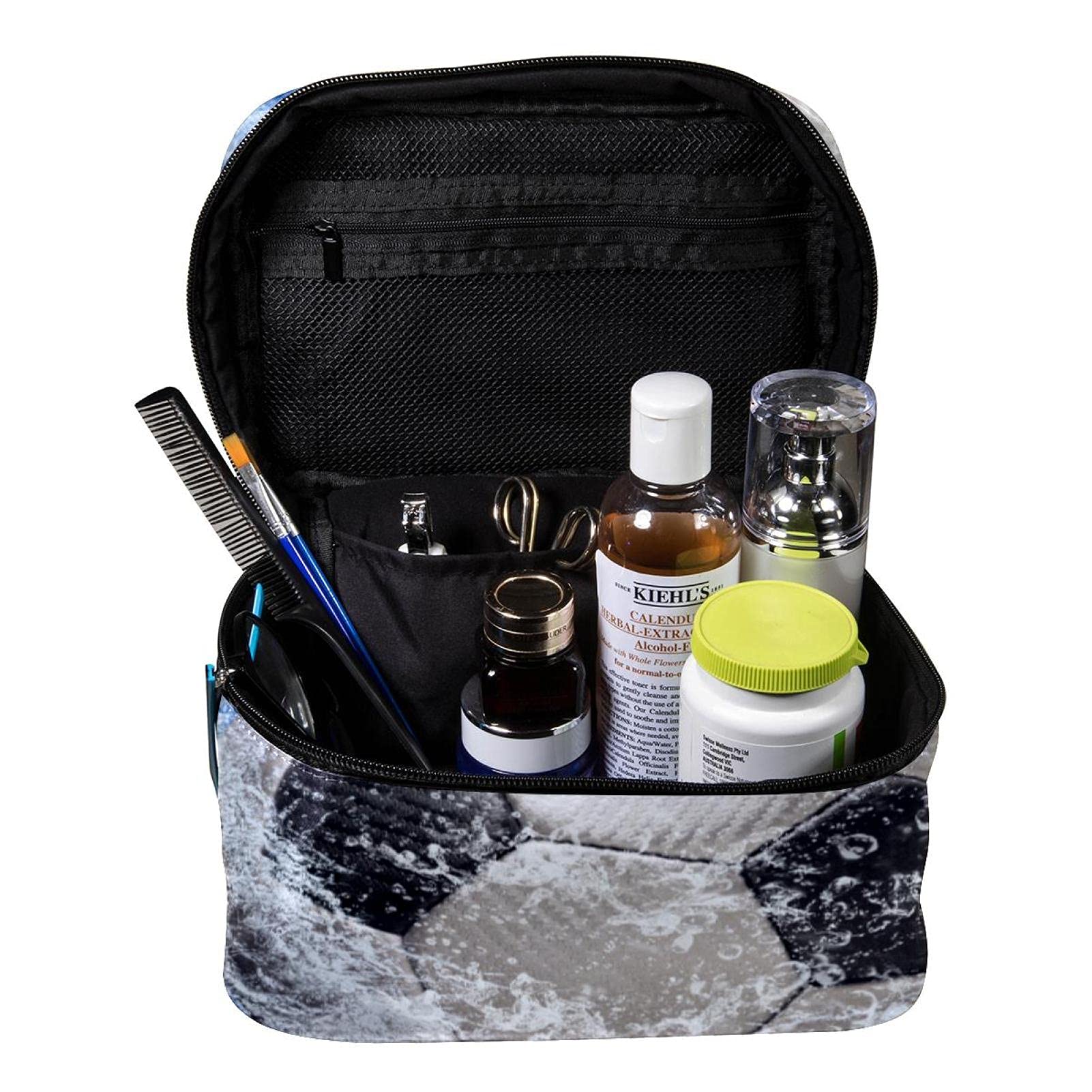 Waterproof Soccer Travel Makeup Bag - Large Cosmetic Organizer for Women | Gym, Beach & Vacation Essentials