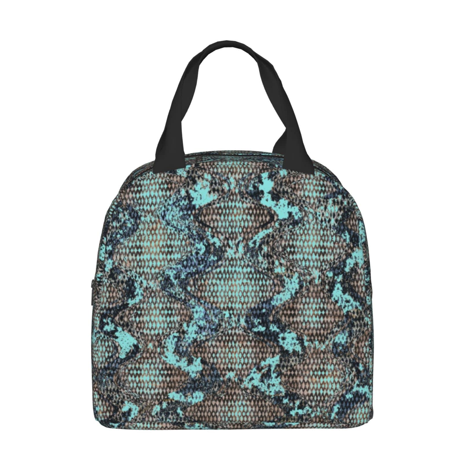 Snakeskin Insulated Lunch Box - Reusable Thermal Lunch Bag for Women & Men, Turquoise Eco-Friendly Tote, Perfect for Office, School, Camping, Hiking, Picnic, Beach & Travel - Keep Meals Fresh On-The-Go