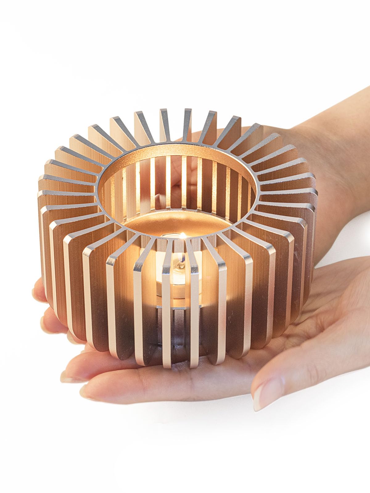 Premium Rose Gold Teapot Warmer - Aluminum Alloy Candle Tea Warmer with Tea Light Holder | Keeps Tea, Coffee & Milk Warm | Portable Food Warmer for Camping, Travel, Home & Office Use