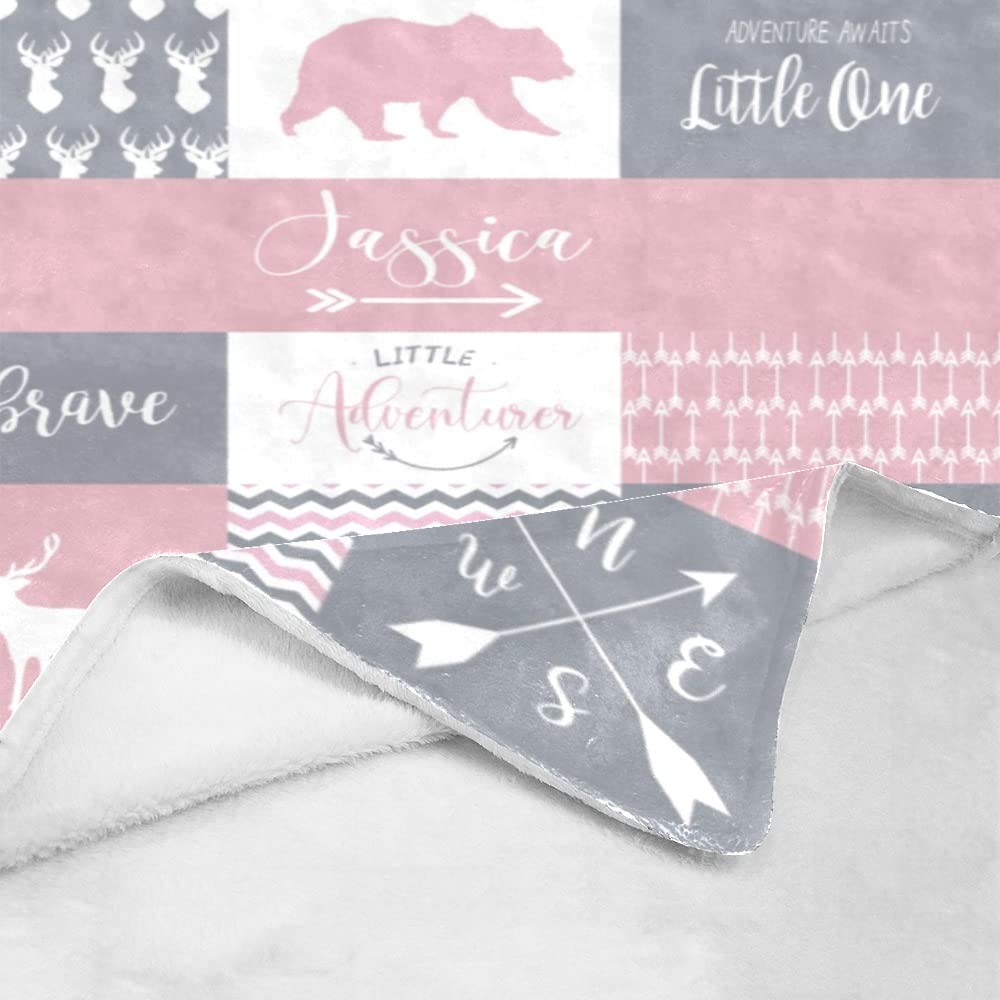 **Personalized Woodland Animals Fleece Blanket with Name - Custom Baby Blanket for Boys & Girls, Soft Minky Flannel Blanket - Perfect Baby Shower Gift, Nursery Decor & Cozy Toddler Blanket**