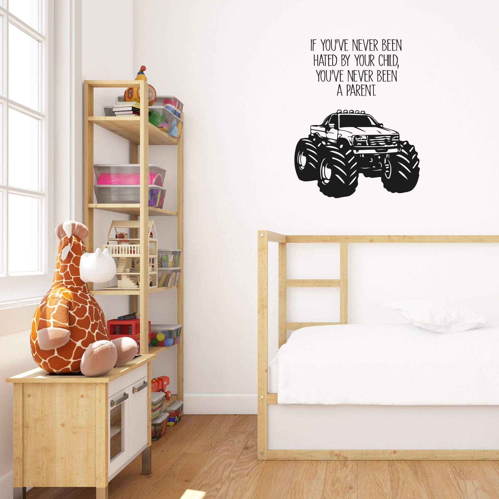 Fun Monster Truck Toy Car Wall Sticker Decal - 10x8 Inch Vinyl Wall Art for Kids Room, Nursery, Bedroom & Kindergarten Decor - Perfect for Boys & Girls Room Decoration, Home & School Use