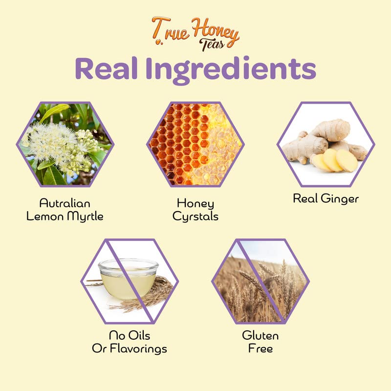 Organic Honey Lemon Ginger Tea Bags - 24 Count for Healthy Digestion & Wellness - Caffeine-Free Herbal Tea for Relaxation