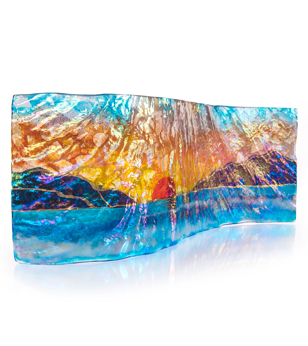 16 x 6 Sunset Wave Wall Art by Marian Fieldson - Coastal Decor for Living Room, Bedroom & Office