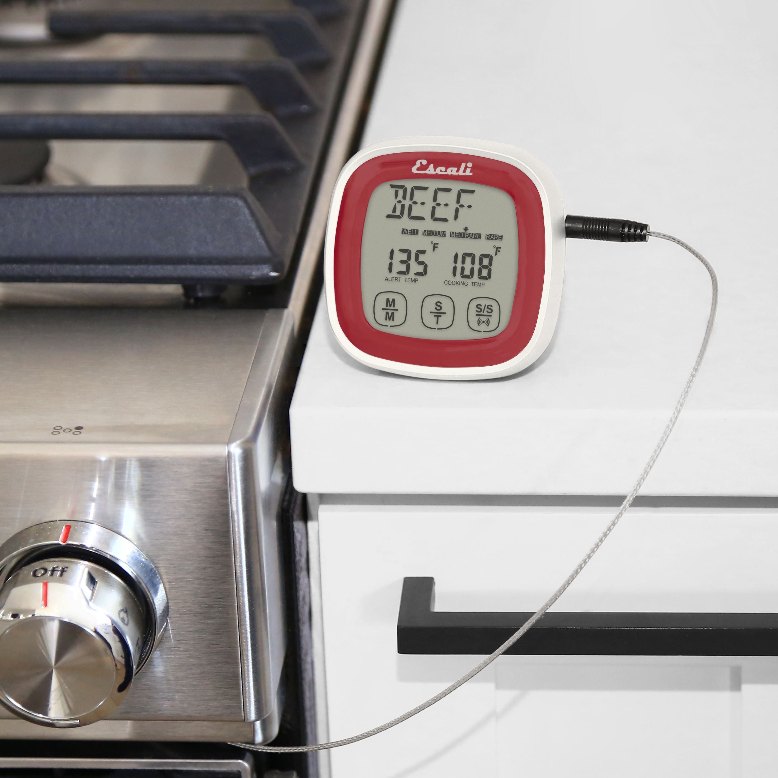 Digital Touch Screen Thermometer & Timer for Cooking, Baking, BBQ - Instant Read Kitchen Thermometer with Backlit Display for Meat, Candy, Liquids