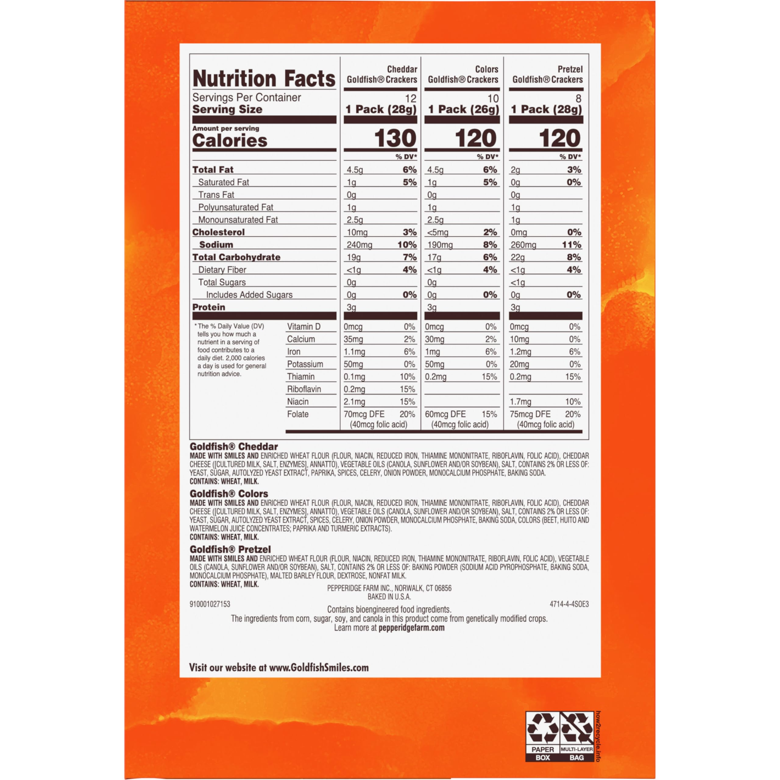 **Goldfish Crackers Big Smiles Variety Pack (30 Count) – Cheddar, Colors & Pretzels – Perfect for Lunchboxes, Snacks & Parties**
