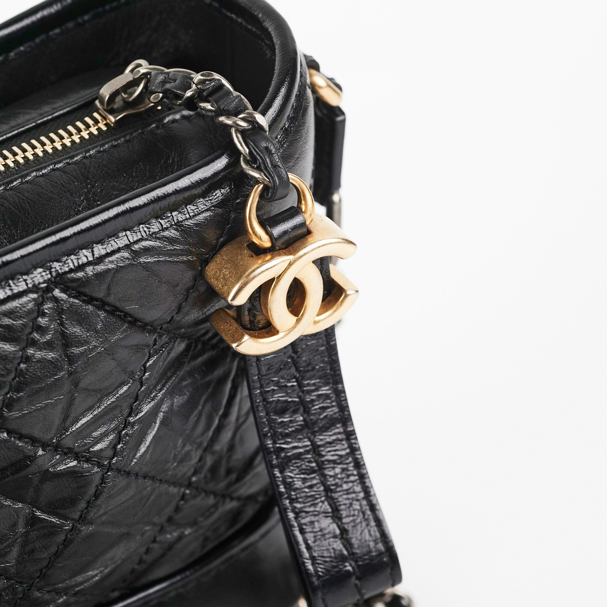 Chanel Small Gabrielle Black Leather Shoulder Bag - Luxury Designer Handbag for Women | Perfect for Evening Parties, Date Nights & Special Occasions