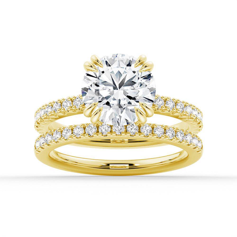 Round Cut Moissanite Engagement Ring Set with Matching Wedding Band for Women - Perfect for Proposals, Anniversaries & Bridal Jewelry