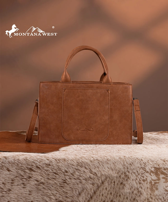 Montana West Floral Tooled Leather Tote Bag Set for Women - Stylish Handbag for Work, Travel & Everyday Use