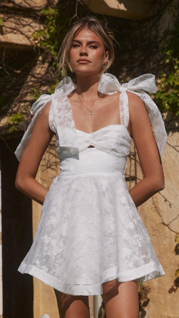 Karis Mini Dress - White | Elegant & Comfortable Summer Dress for Women | Perfect for Beach, Party & Casual Wear